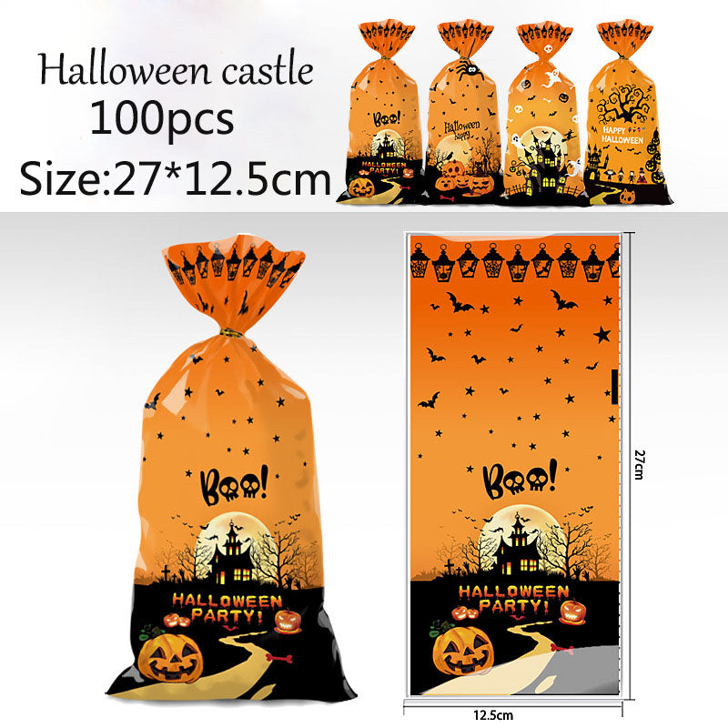 100pcs Halloween theme printed opp biscuits candies bakery gift wrap bags 10.6*4.9 inches