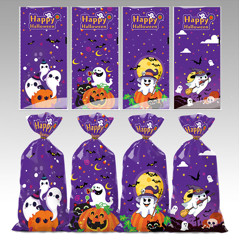 100pcs Halloween theme printed opp biscuits candies bakery gift wrap bags 10.6*4.9 inches