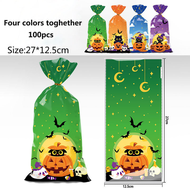 100pcs Halloween theme printed opp biscuits candies bakery gift wrap bags 10.6*4.9 inches