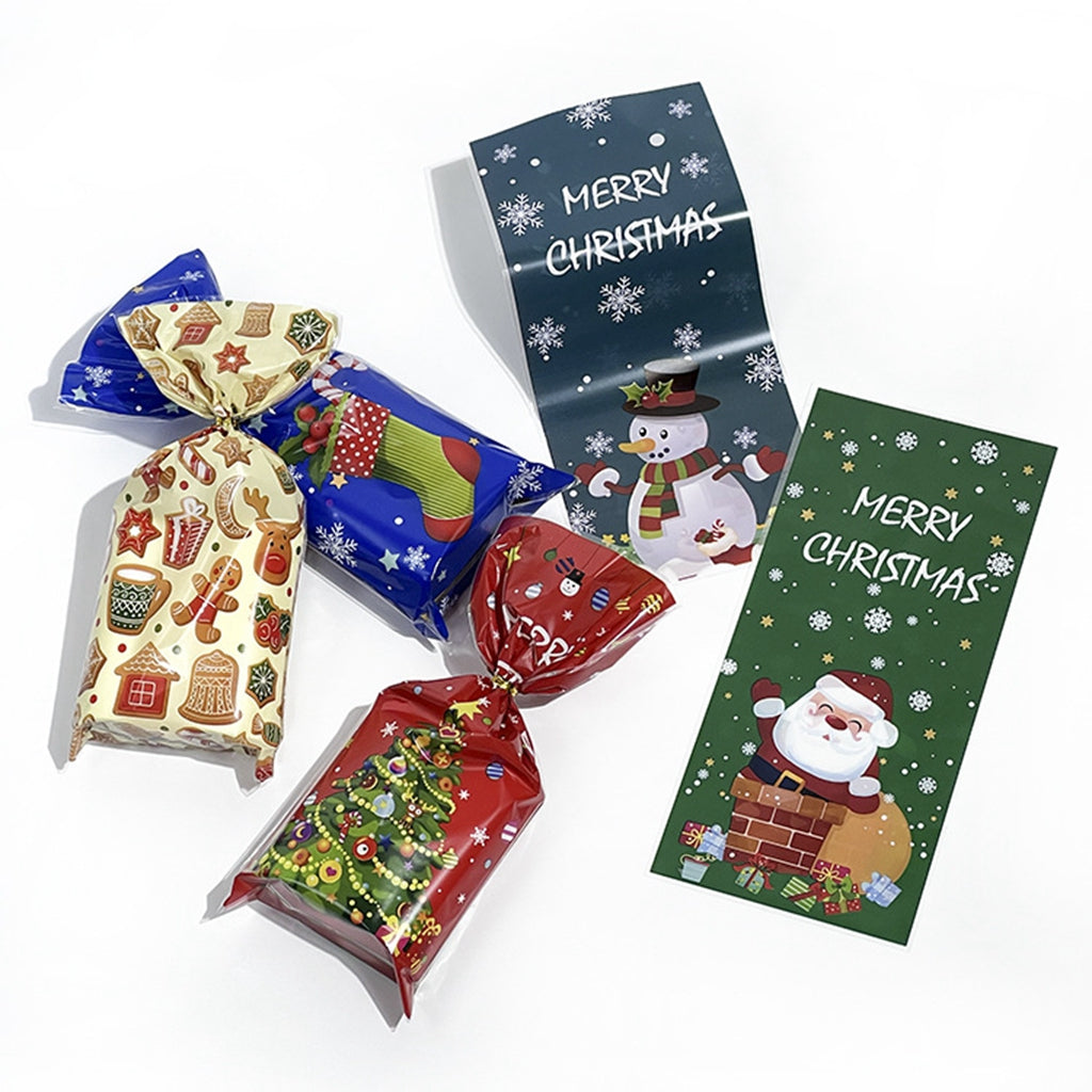 100pcs Merry Christmas theme printed opp biscuits candies bakery gift wrap bags 10.6*5.1 inches