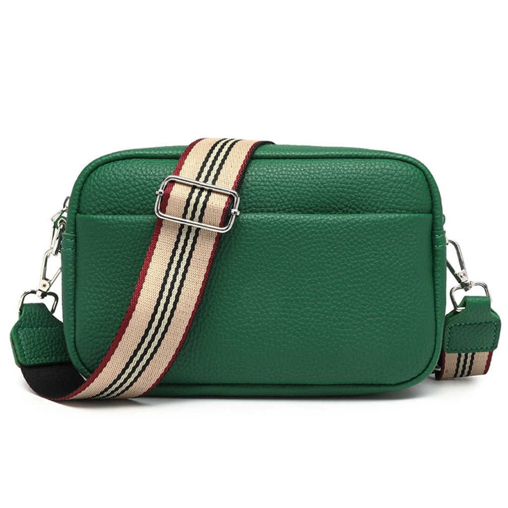 Green Pu leather cross body shoulder bag purse for women teens