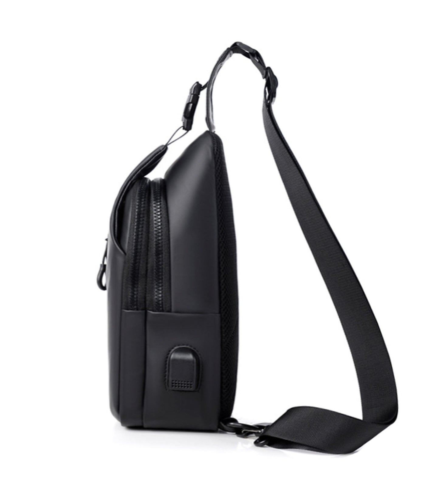 Anti-theft waterproof Pu sling crossbody purse shoulder chest bag for men travel hiking trip