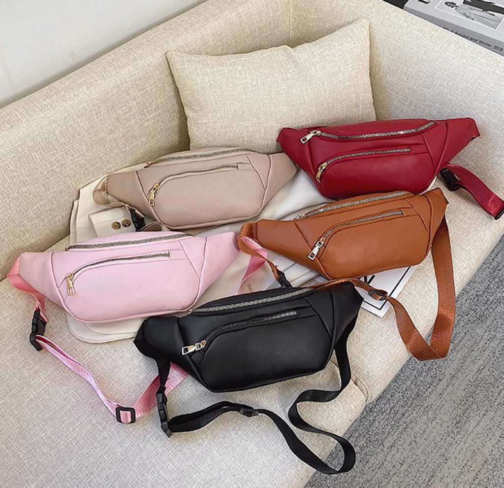 Trendy Pu leather fanny waist pack purse for women teens daily outings