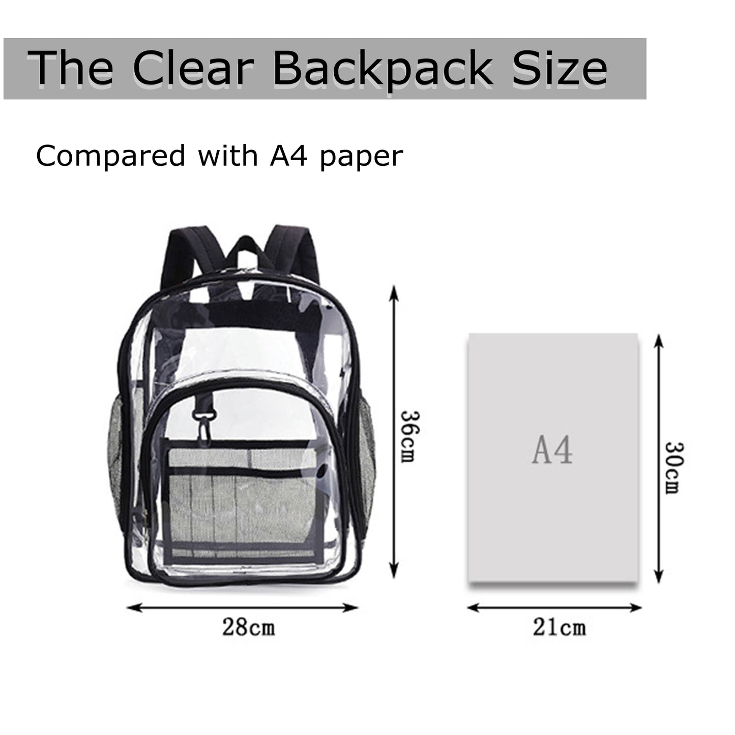 Approved stadium clear school bag heavy duty clear backpack for sports concerts, 0.4MM PVC