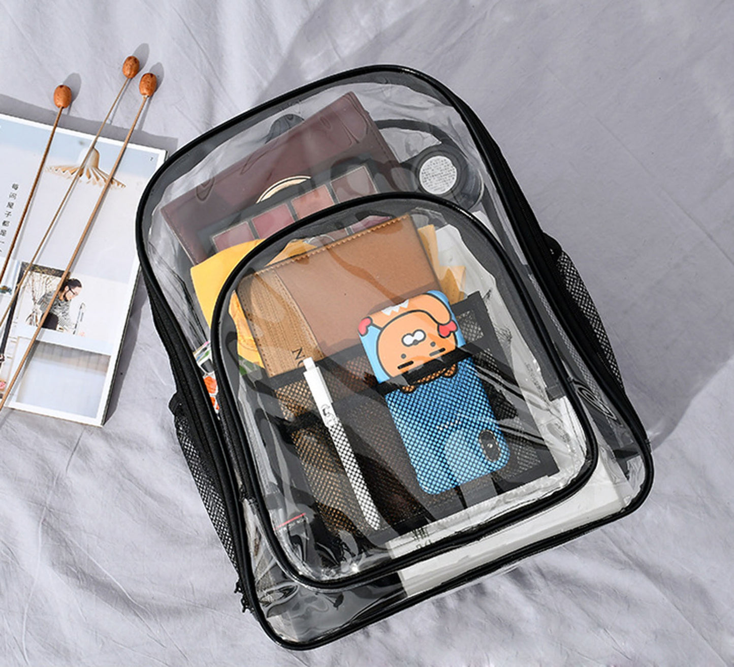 Approved stadium clear school bag heavy duty clear backpack for sports concerts, 0.4MM PVC