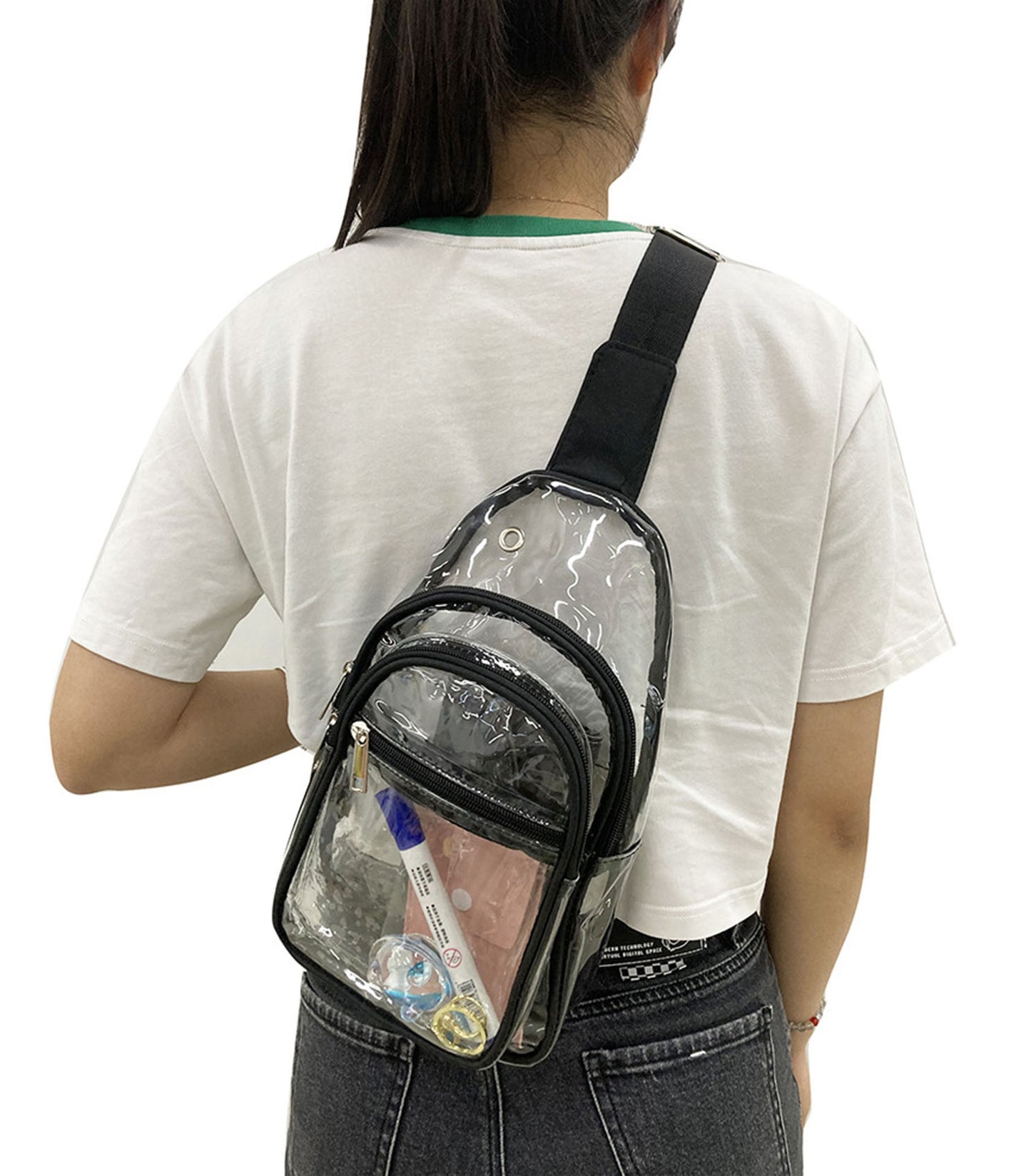 Approved stadium clear belt crossbody fanny purse bag for concerts sports beach 0.4MM PVC